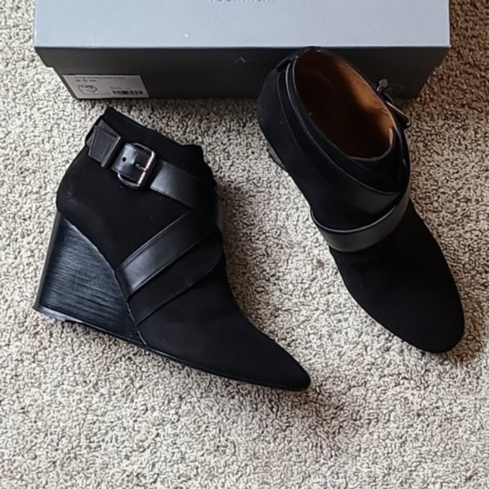 Aquatalia Tillie Suede Wedge Buckle Bootie - Weatherproof boot with box - Picture 3 of 16